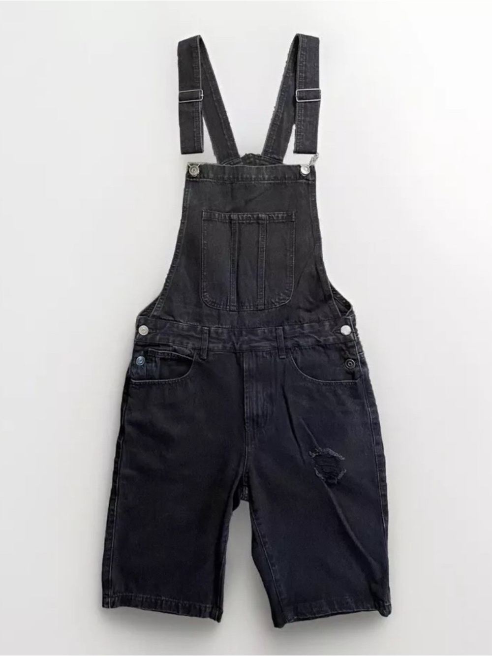 NWT Forever 21 Men Jean Short Overalls distressed denim size Small